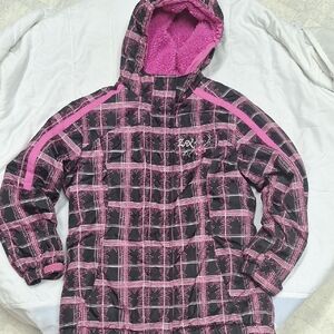 ZeroXposur Pink and Black Plaid Kids Hooded Jacket